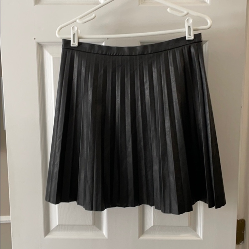 Faux Leather Pleated Skirt